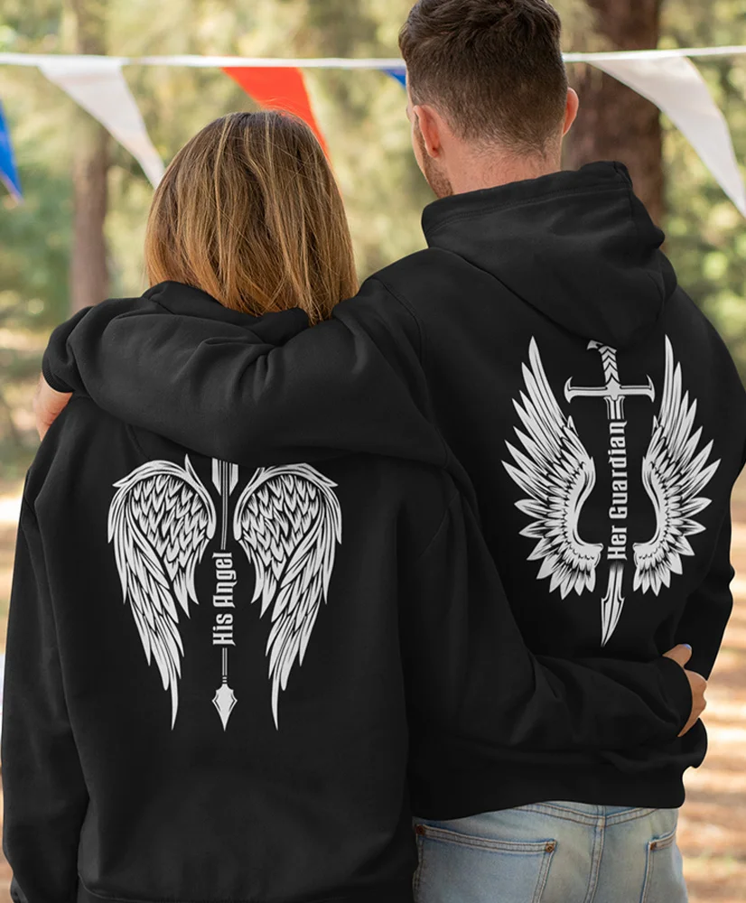 Her Guardian His Angel - Bluzy z kapturem dla par