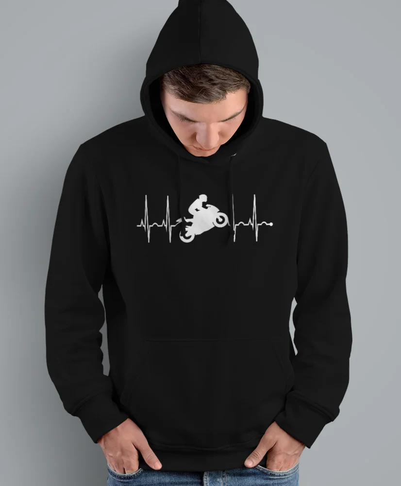 Męska bluza z kapturem dla motocyklisty - Biker heartbeat