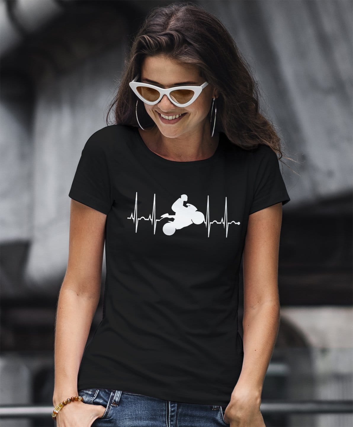 Biker heartbeat Damska koszulka motocyklowa